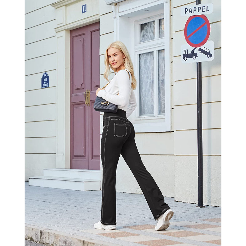 Flared Leggings Bootcut Yoga Pants For Women High Waist Bootleg Pants With Pockets Workout Dress Pants-Legletic