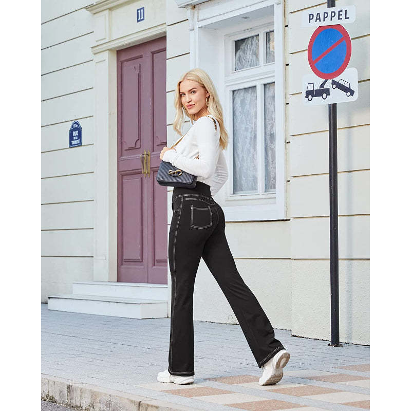 Flared Leggings Bootcut Yoga Pants For Women High Waist Bootleg Pants With Pockets Workout Dress Pants-Legletic