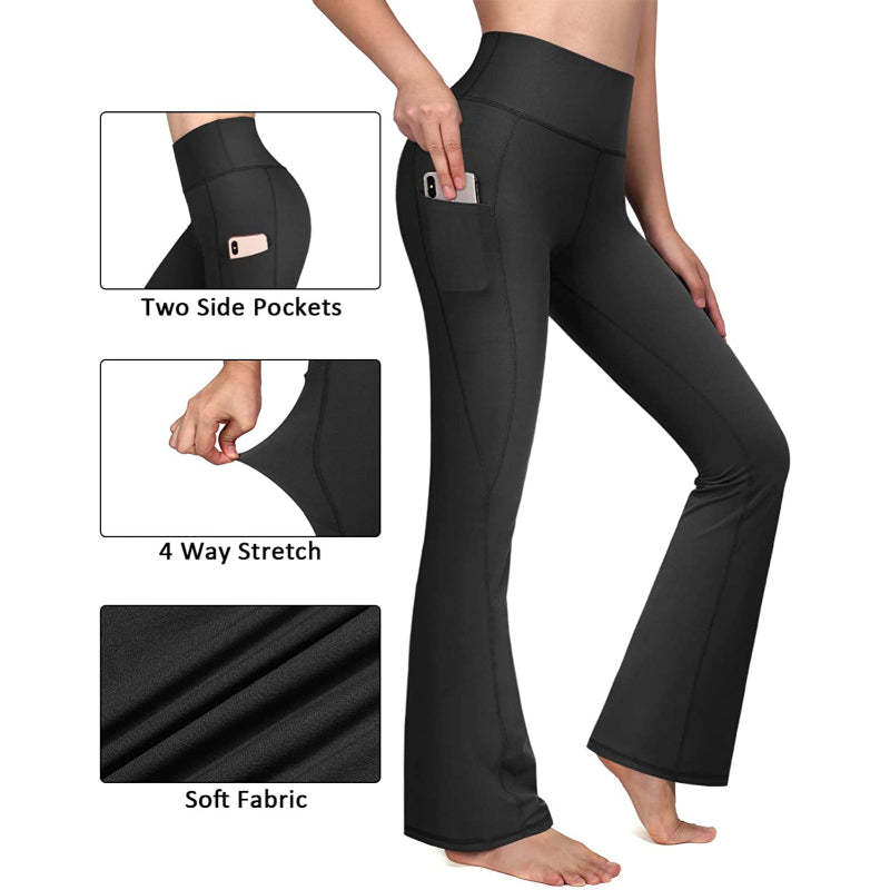 Flared Leggings Bootcut Yoga Pants For Women High Waist Bootleg Pants With Pockets Workout Dress Pants-Legletic