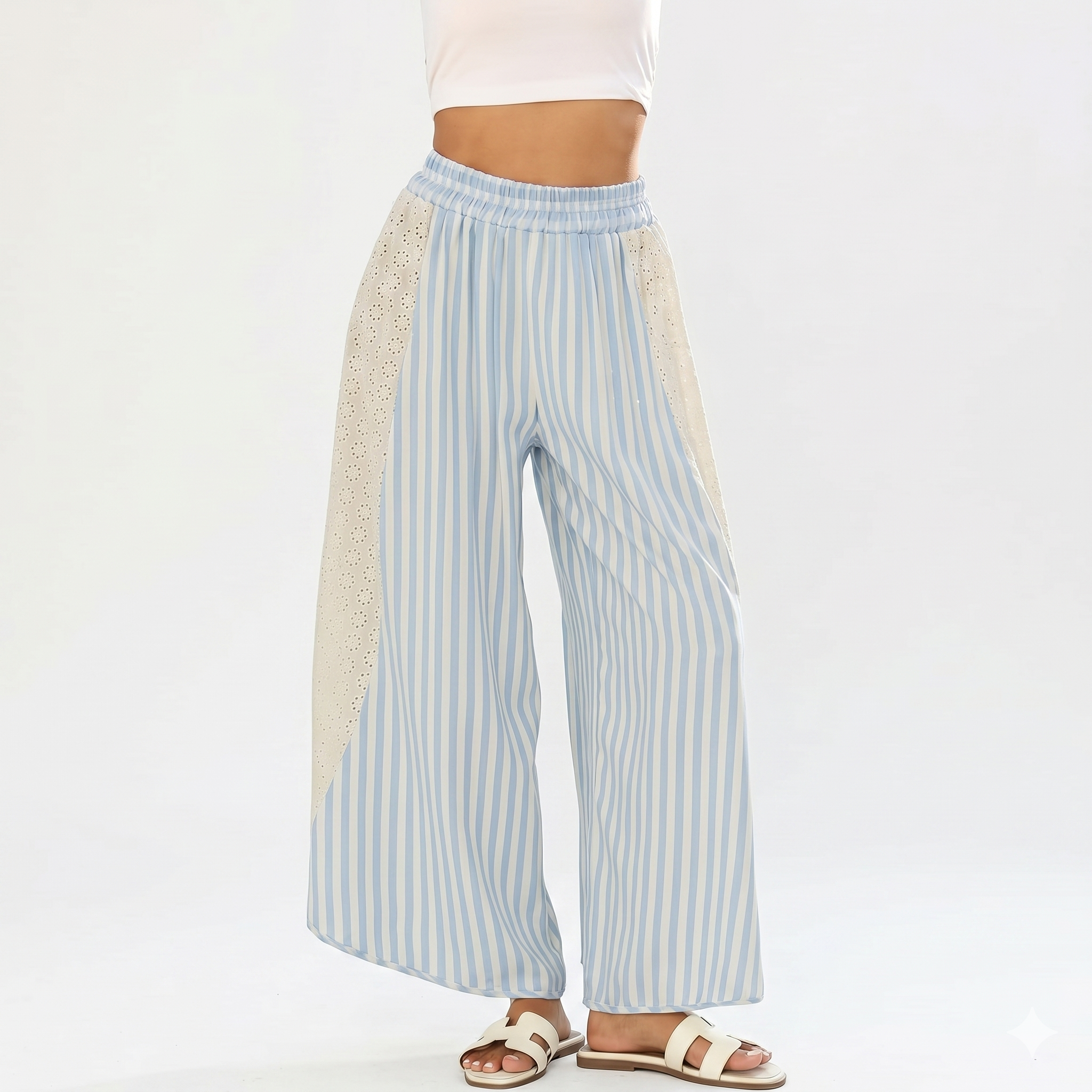 Casual Loose Striped Wide Lounge Palazzo Pants For Women