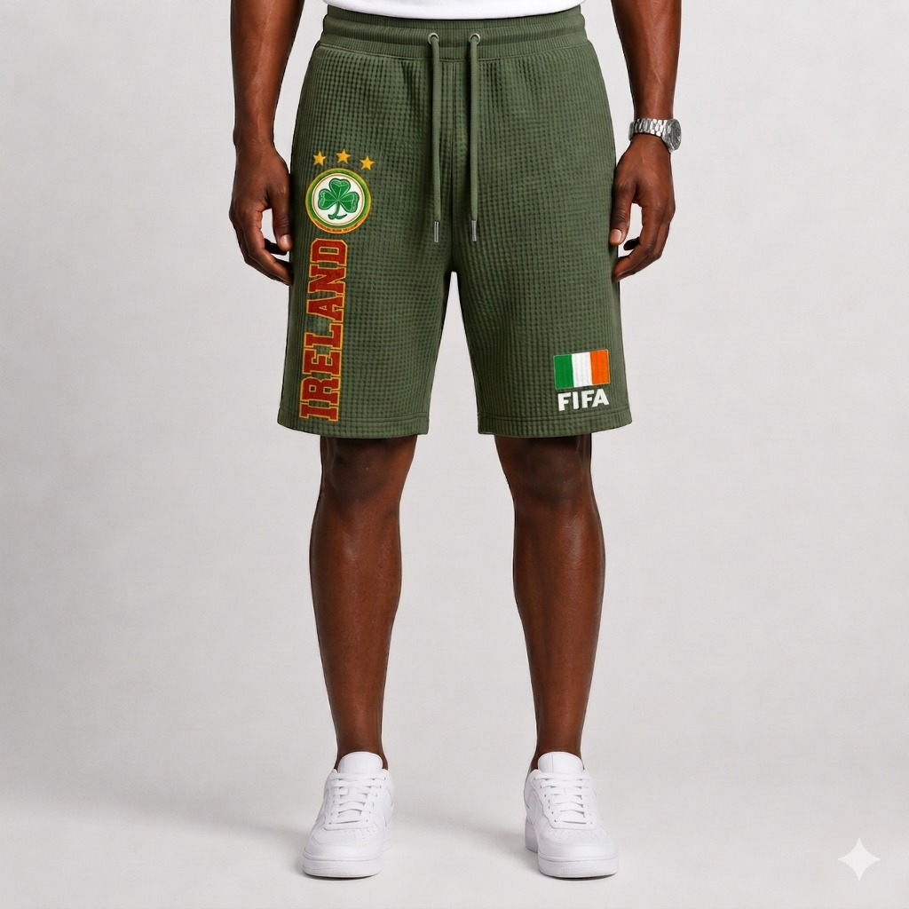 FIFA 2026 Ireland Printed Waffle Football Fan Shorts