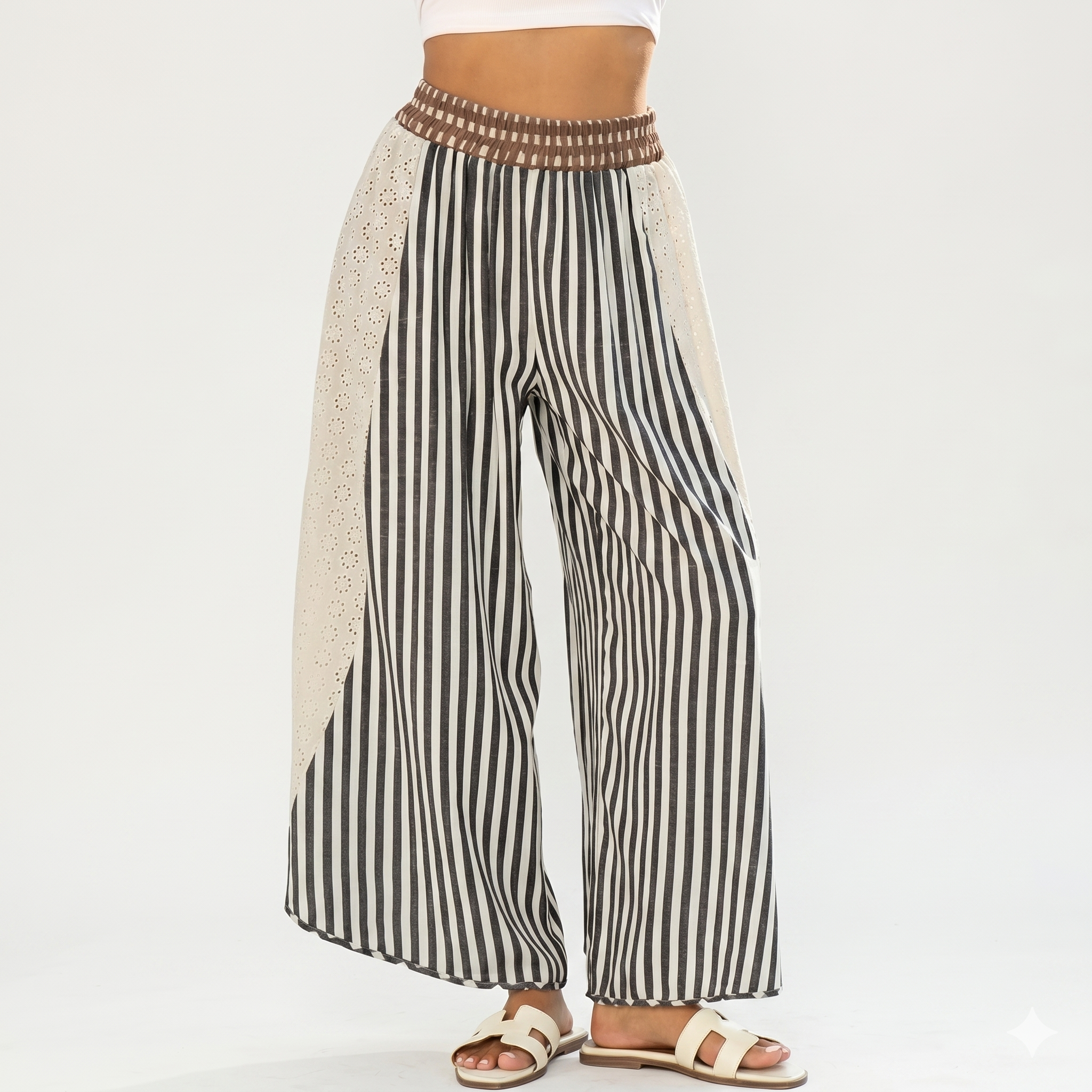 Casual Loose Striped Wide Lounge Palazzo Pants For Women