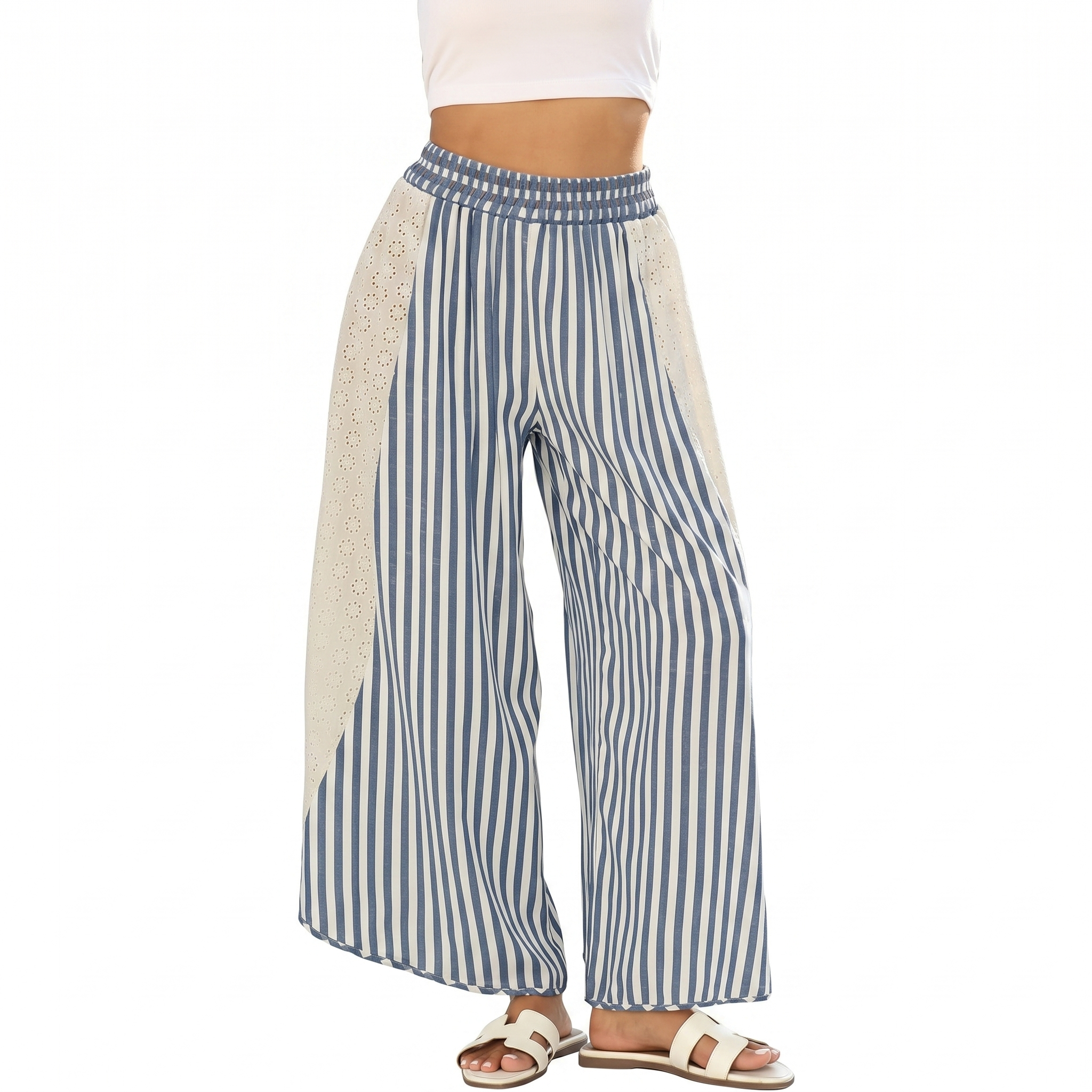 Casual Loose Striped Wide Lounge Palazzo Pants For Women