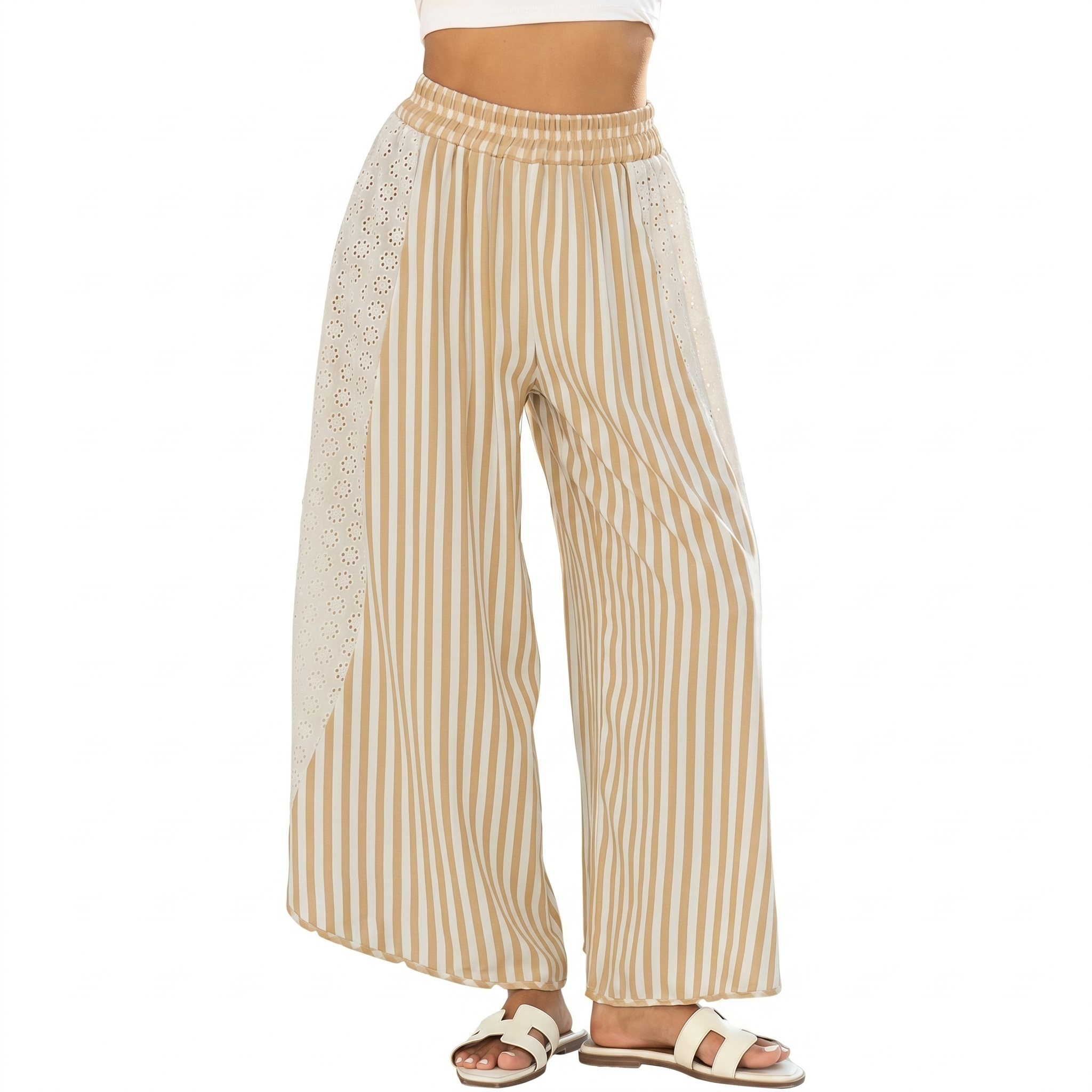 Casual Loose Striped Wide Lounge Palazzo Pants For Women