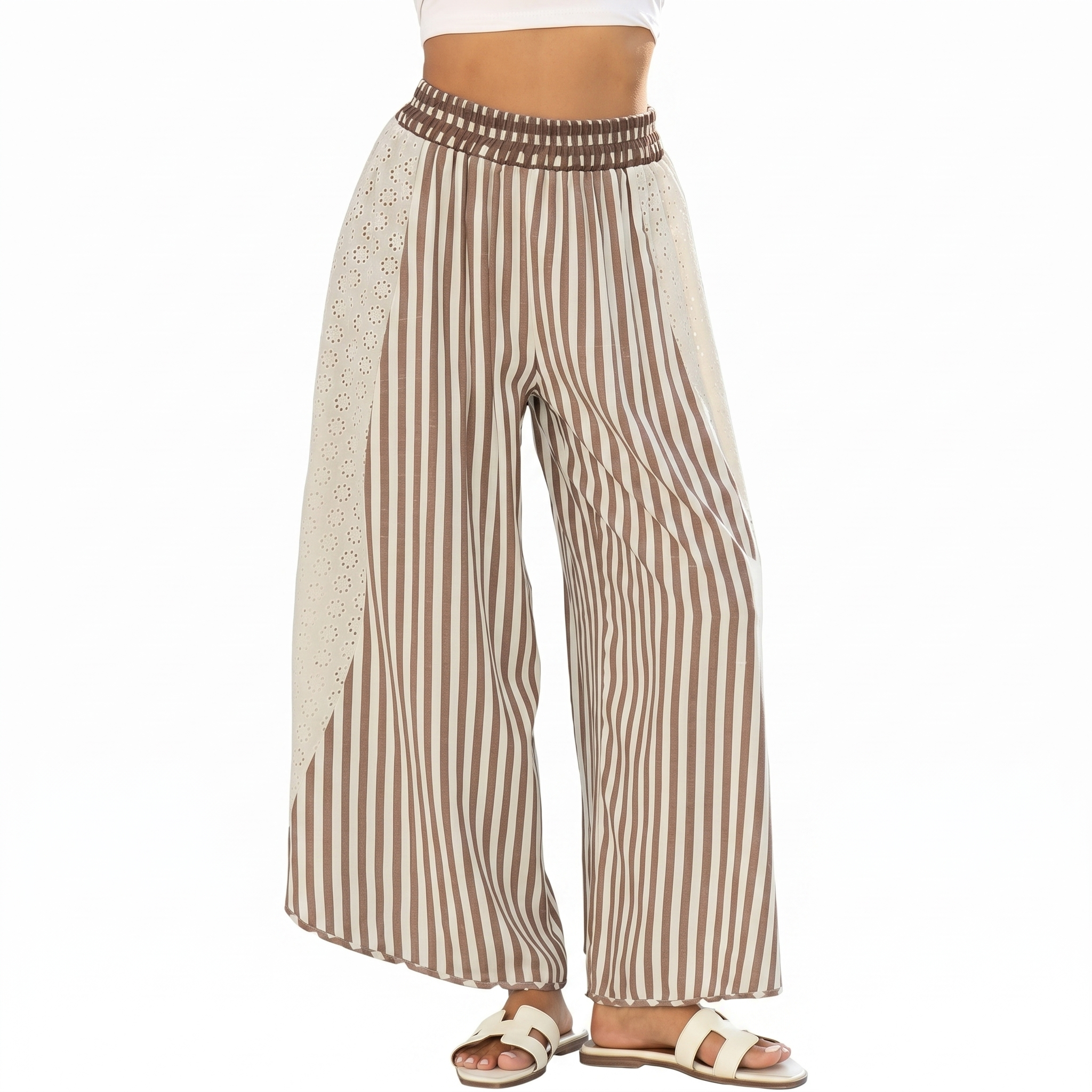 Casual Loose Striped Wide Lounge Palazzo Pants For Women