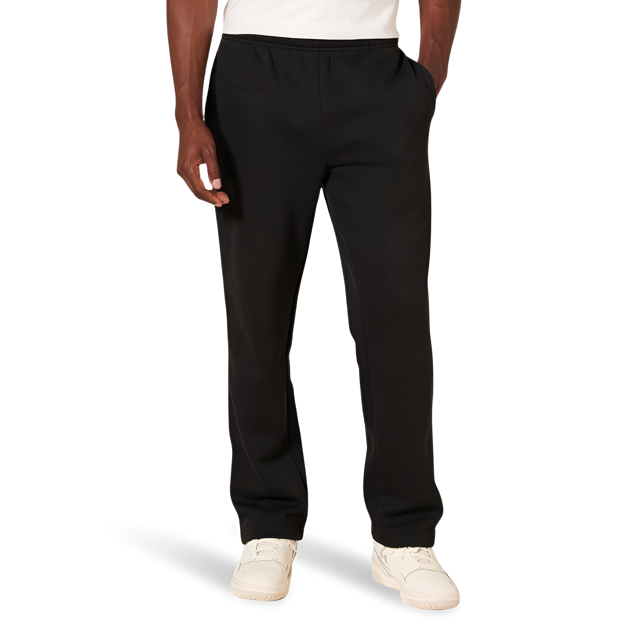 Fleece Sweatpant Men Open Bottom Drawstring Waist