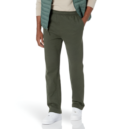 Fleece Sweatpant Men Open Bottom Drawstring Waist