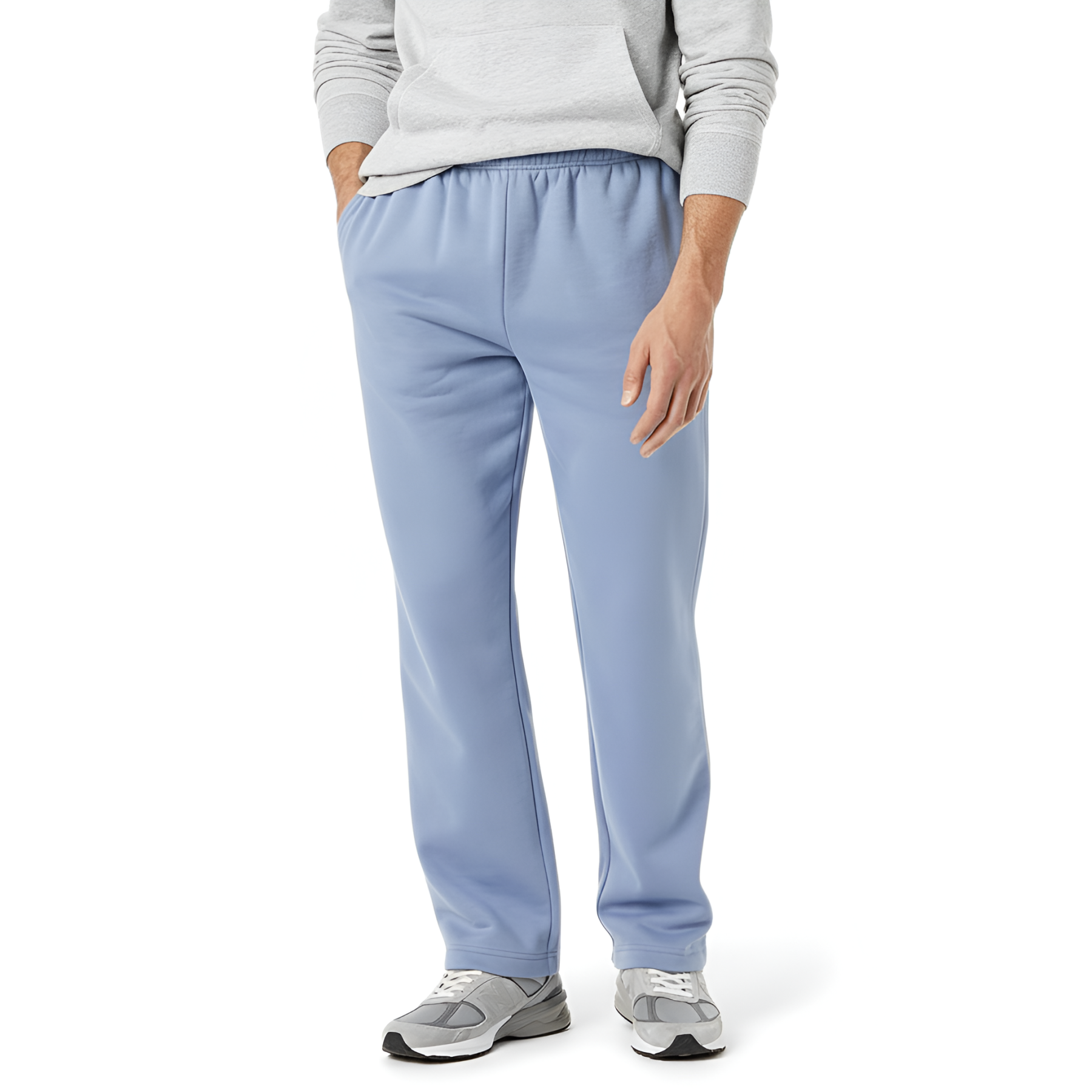 Fleece Sweatpant Men Open Bottom Drawstring Waist