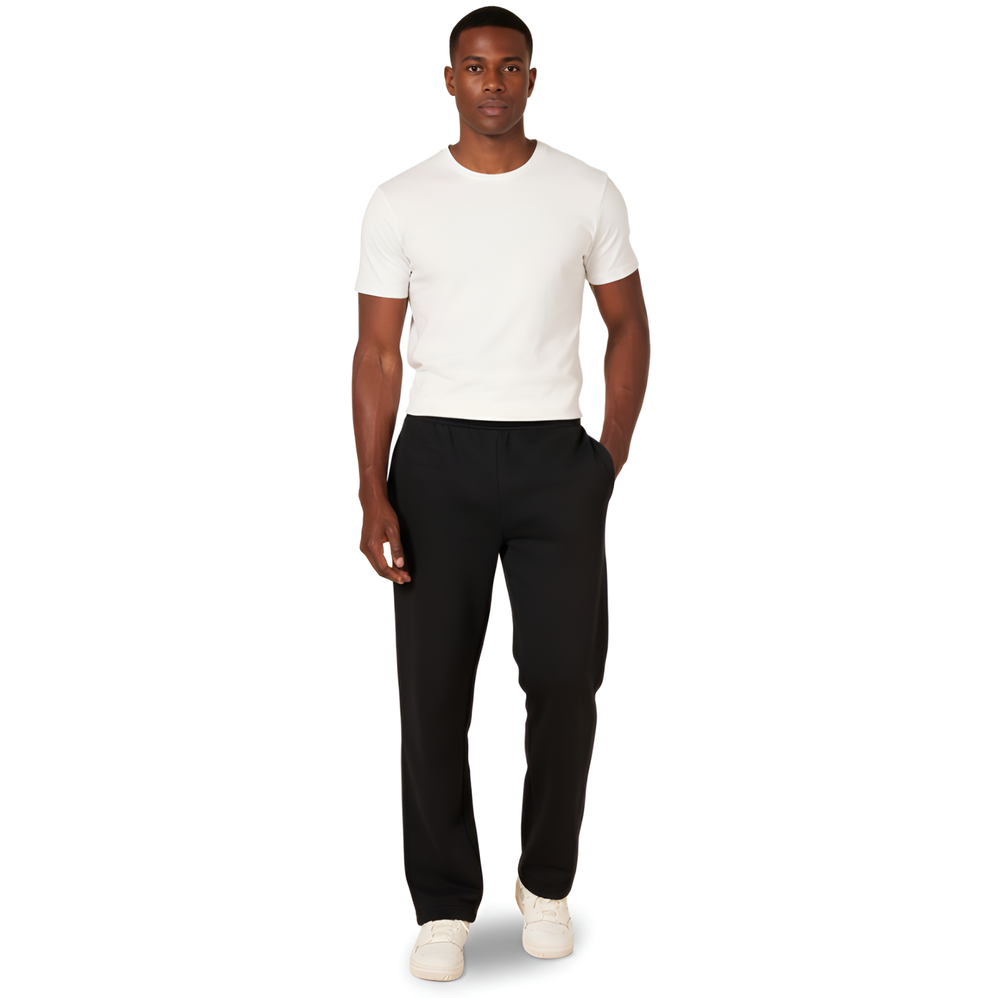 Fleece Sweatpant Men Open Bottom Drawstring Waist