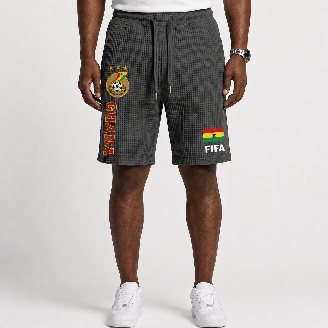 FIFA 2026 Ghana Printed Waffle Football Fan Shorts