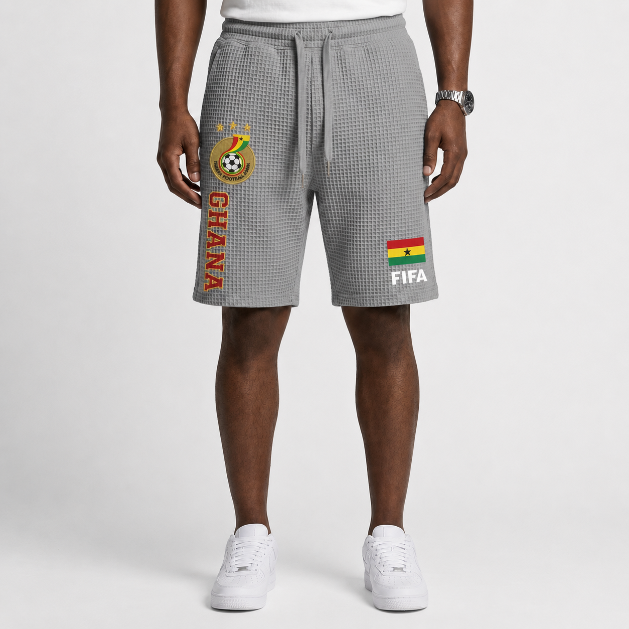 FIFA 2026 Ghana Printed Waffle Football Fan Shorts