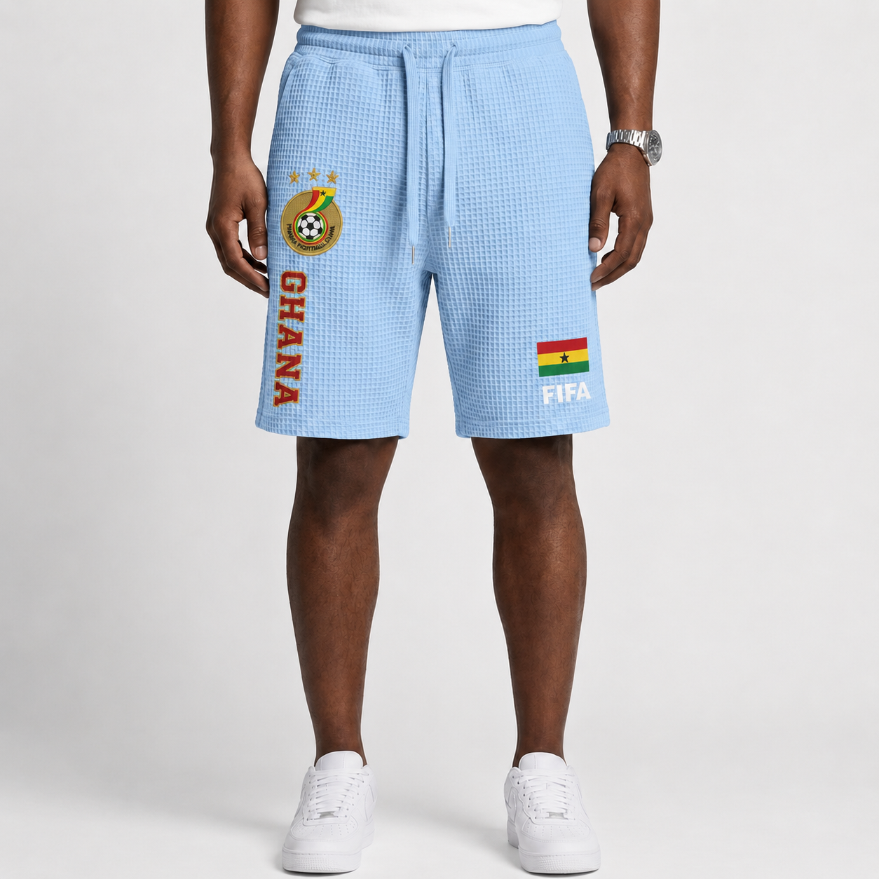 FIFA 2026 Ghana Printed Waffle Football Fan Shorts