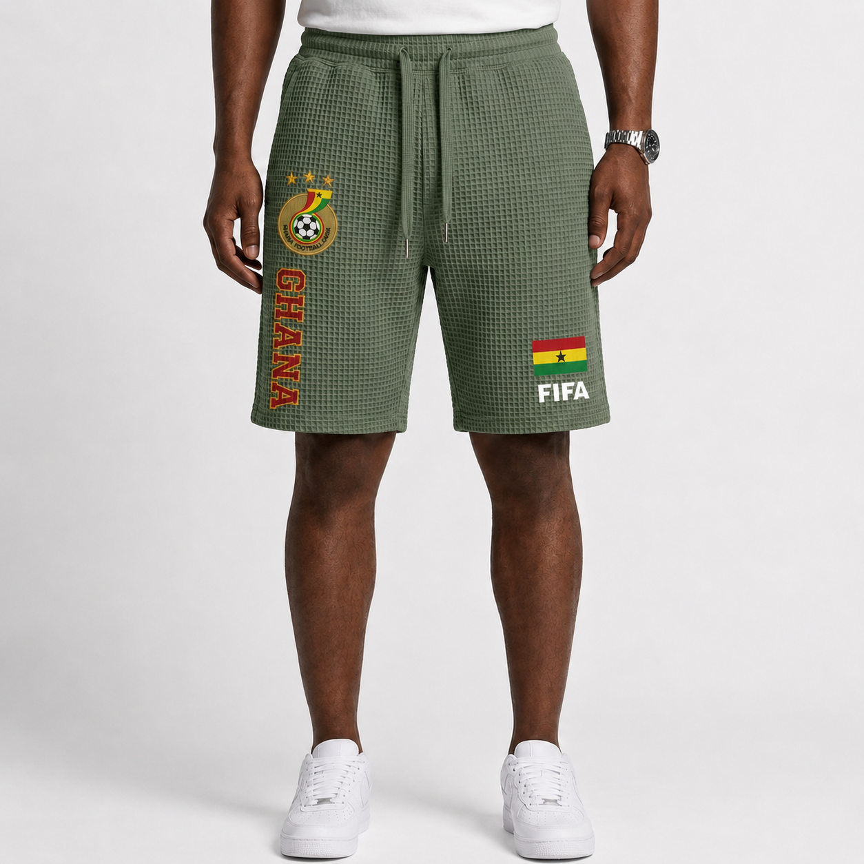 FIFA 2026 Ghana Printed Waffle Football Fan Shorts