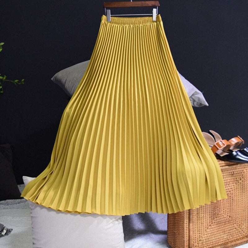 Summer Vintage Women's Long Pleated Skirt-Legletic