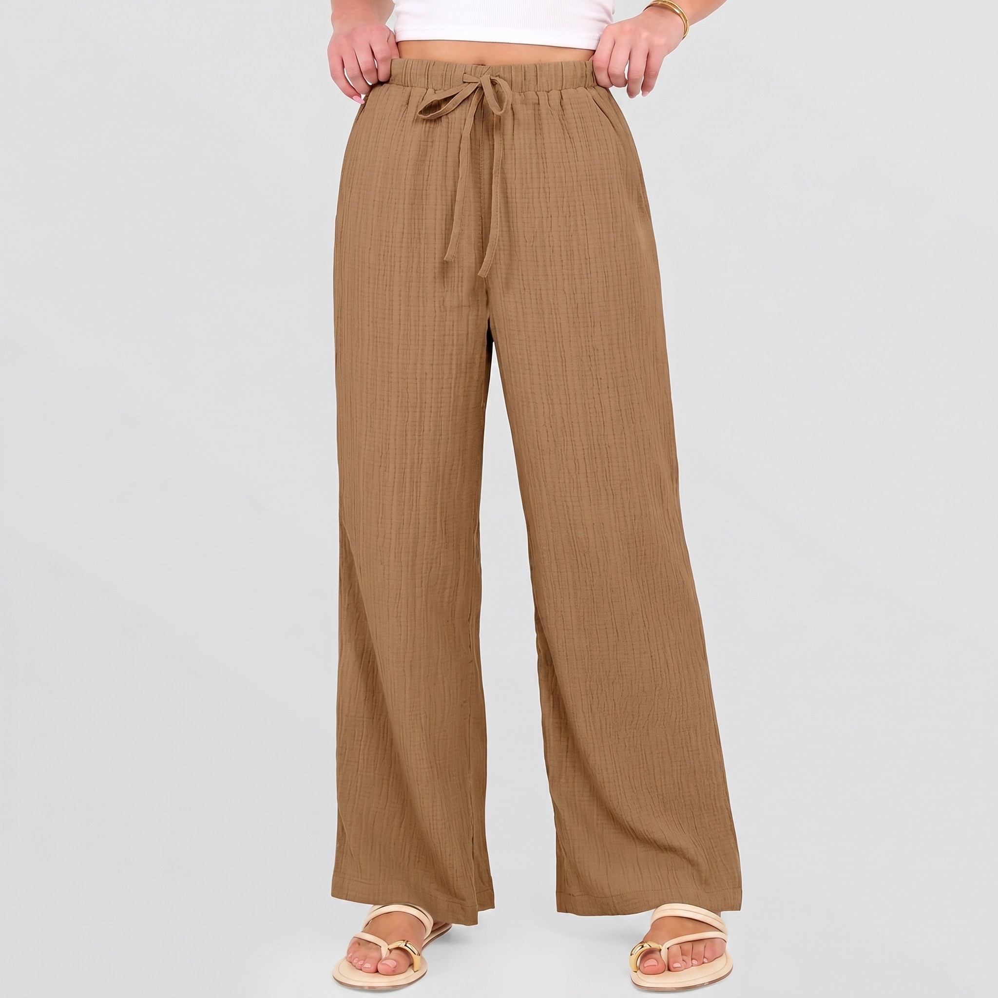 Flowy Wide Palazzo Beach Pants With Pockets For Women