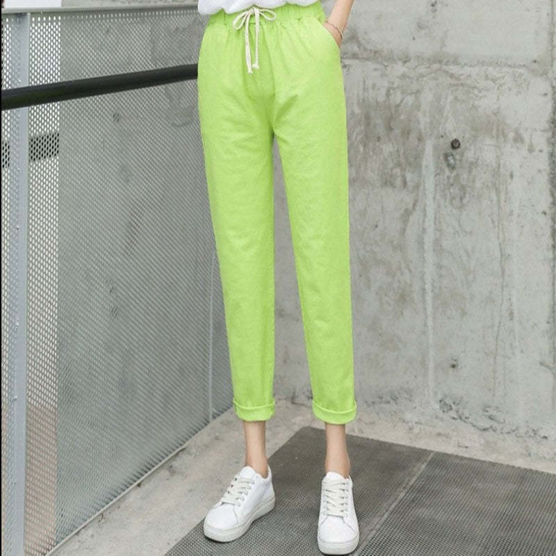Summer Cotton Linen Wide Leg Harem Trousers-Legletic
