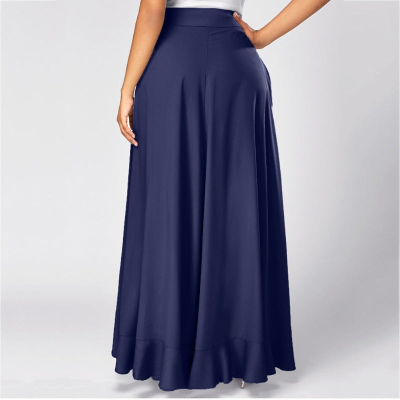 Elegant High Waist Causal Ruffle Drawstring Trouser-Legletic