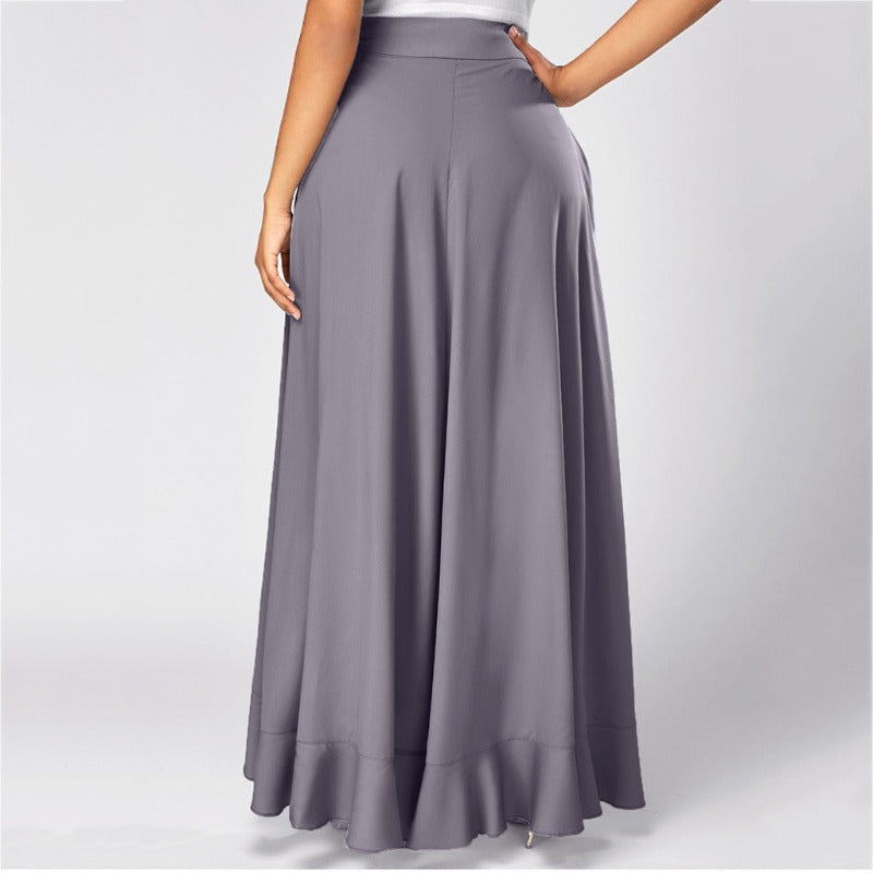 Elegant High Waist Causal Ruffle Drawstring Trouser-Legletic
