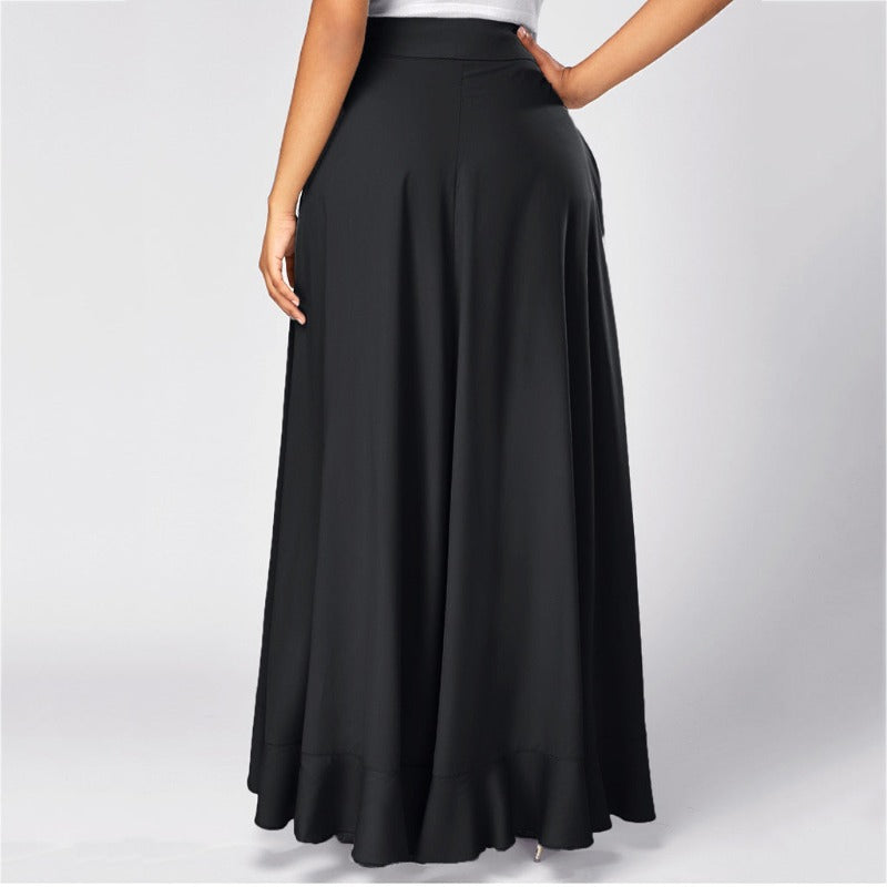 Elegant High Waist Causal Ruffle Drawstring Trouser-Legletic