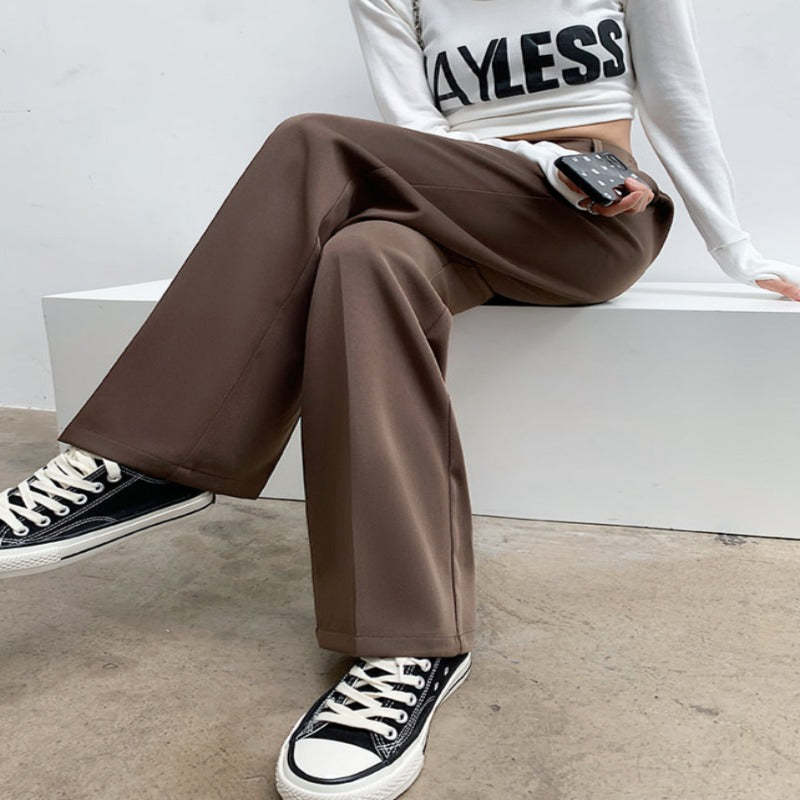 Casual Wide Leg Loose Fit High Waist Pants For Females-Legletic