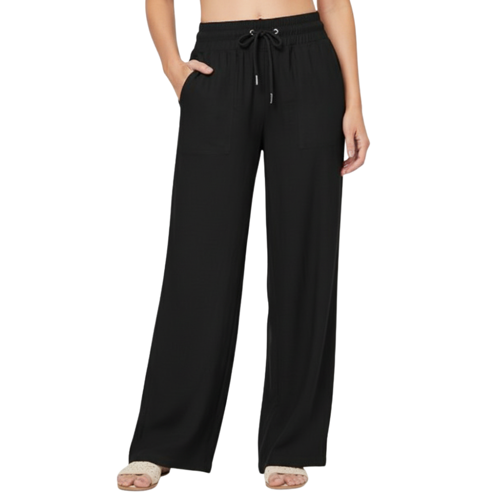 Wide Vertical Casual Textile Pants For Women