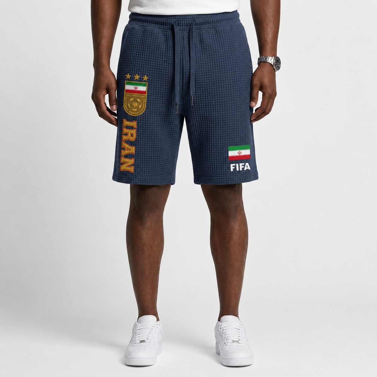 FIFA 2026 Iran Printed Waffle Football Fan Shorts