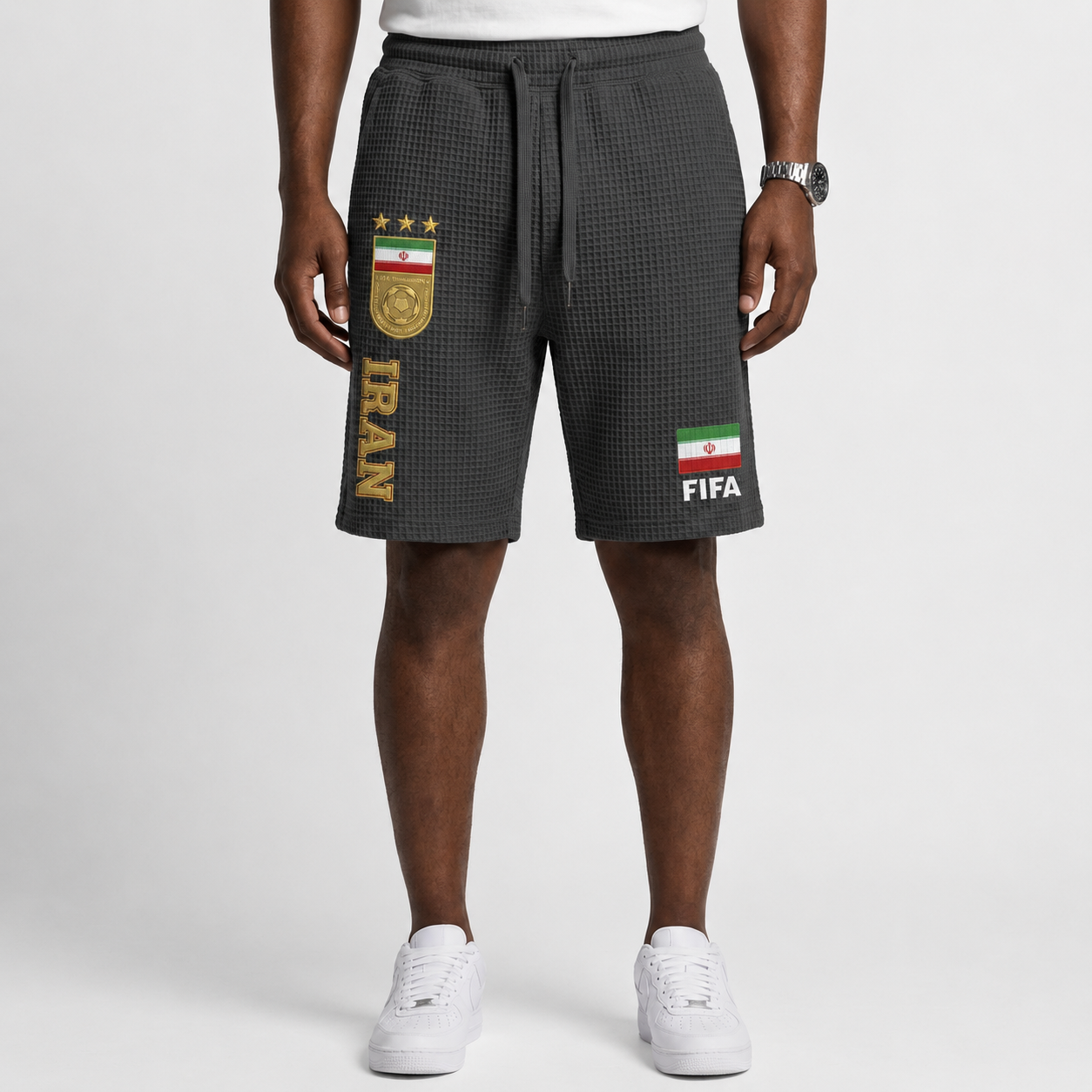 FIFA 2026 Iran Printed Waffle Football Fan Shorts