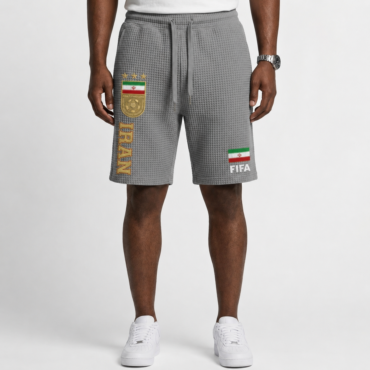 FIFA 2026 Iran Printed Waffle Football Fan Shorts