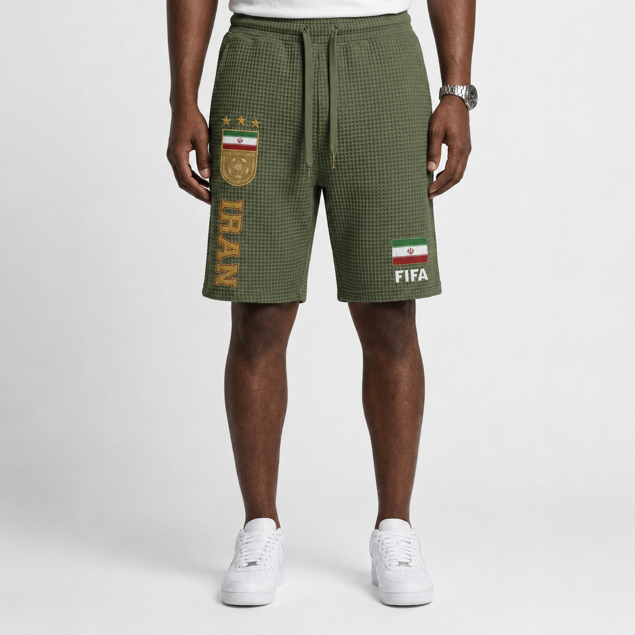 FIFA 2026 Iran Printed Waffle Football Fan Shorts