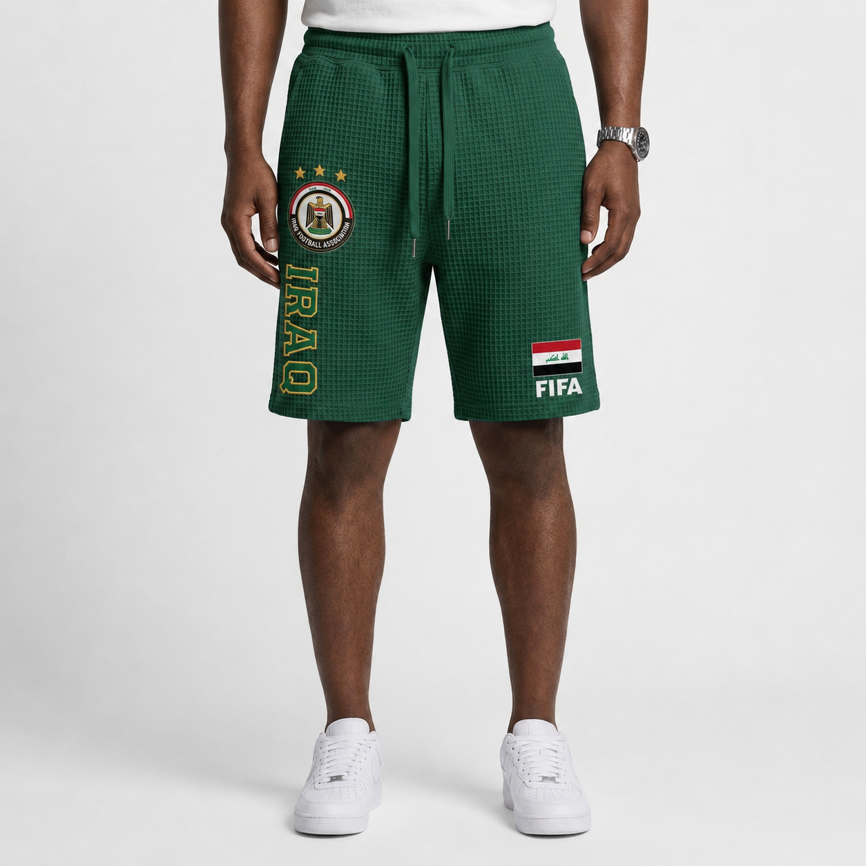FIFA 2026 Iraq Printed Waffle Football Fan Shorts