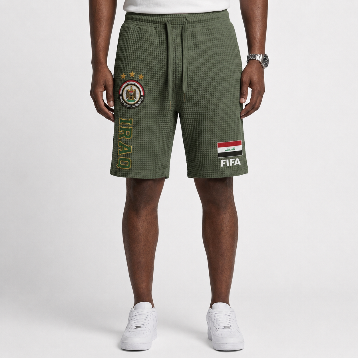 FIFA 2026 Iraq Printed Waffle Football Fan Shorts