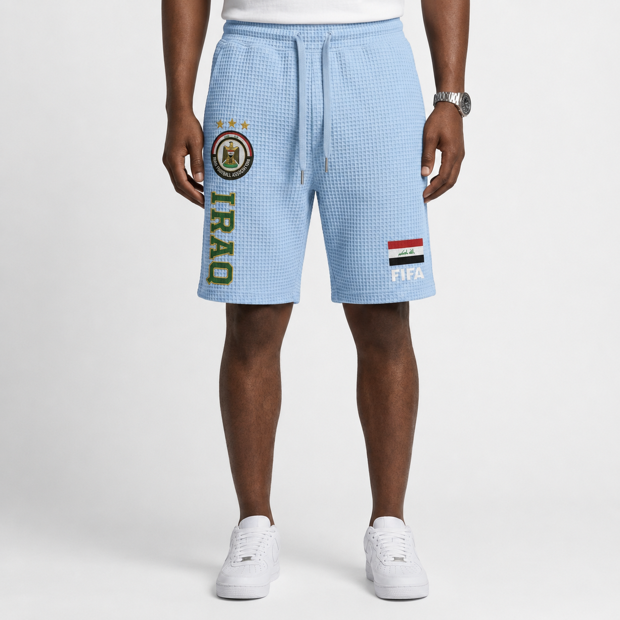 FIFA 2026 Iraq Printed Waffle Football Fan Shorts