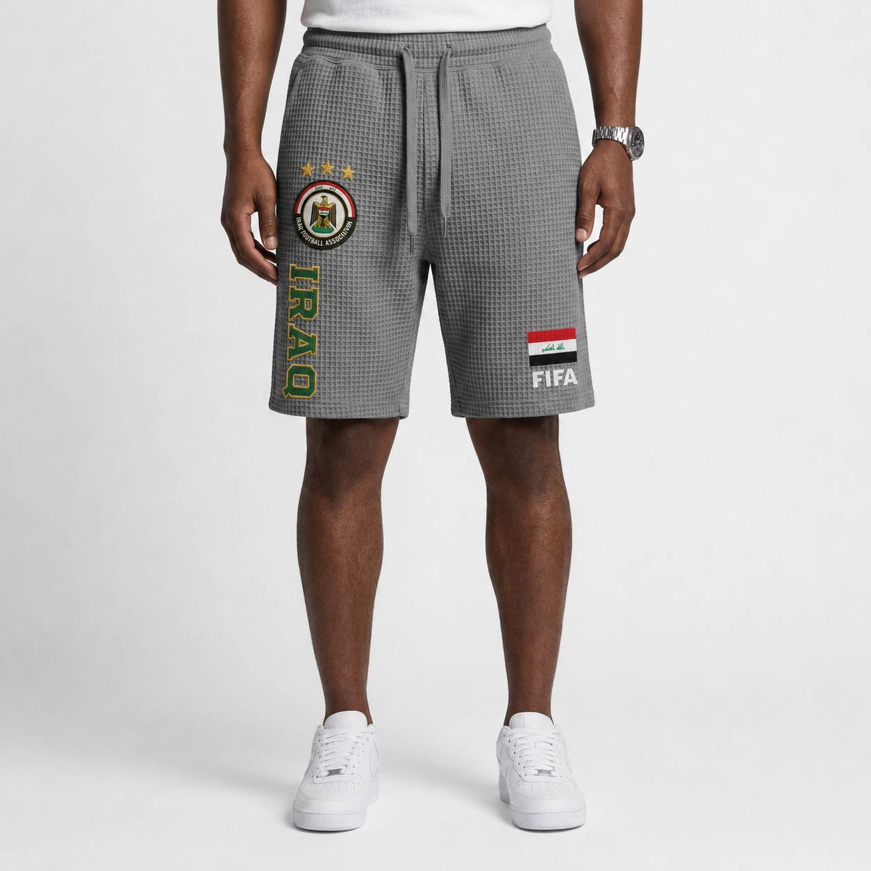 FIFA 2026 Iraq Printed Waffle Football Fan Shorts