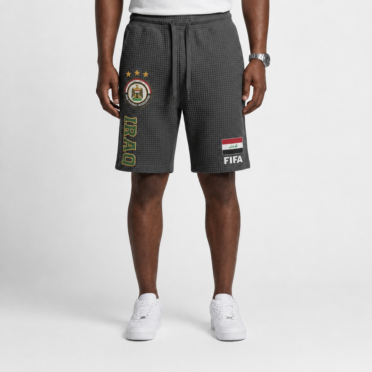 FIFA 2026 Iraq Printed Waffle Football Fan Shorts