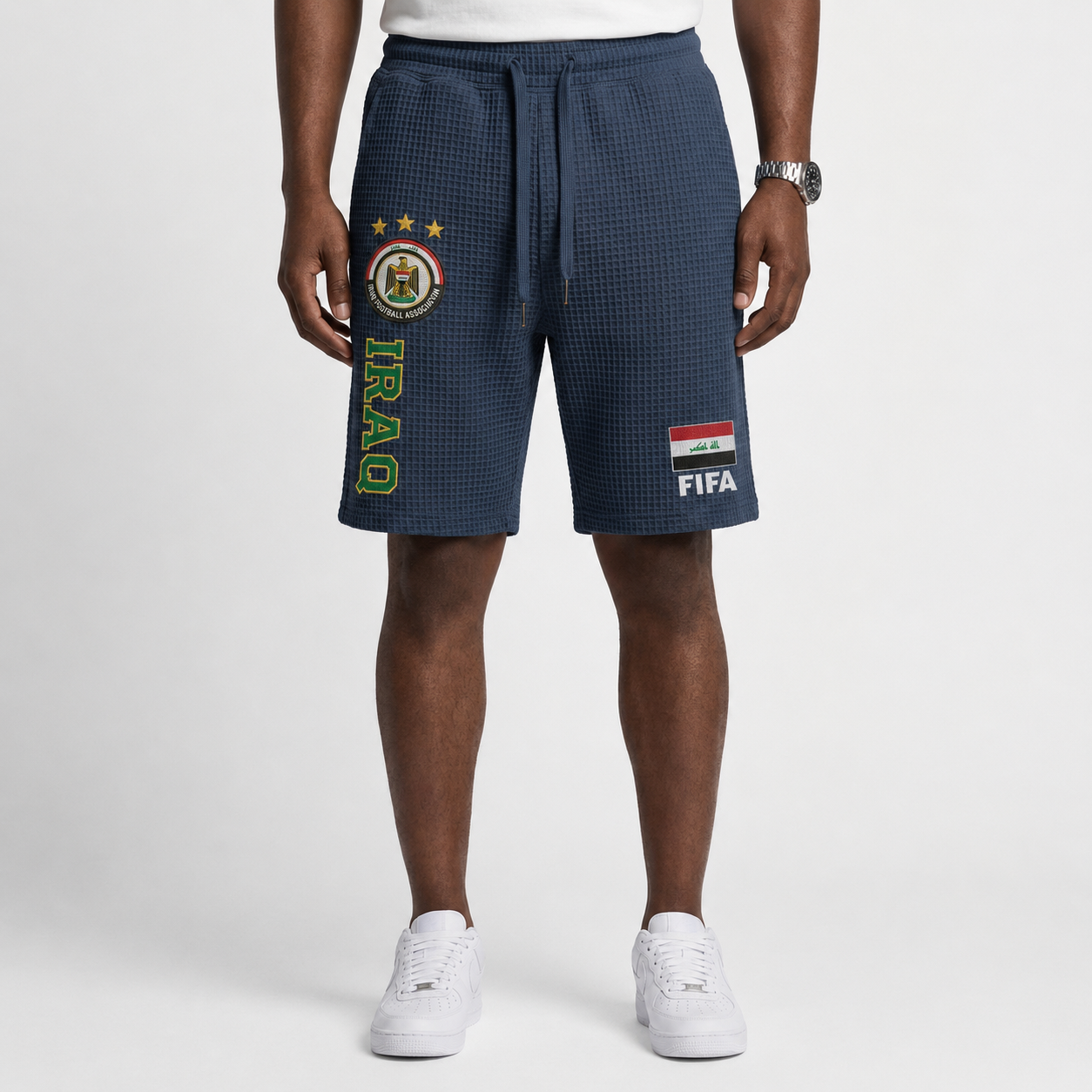 FIFA 2026 Iraq Printed Waffle Football Fan Shorts