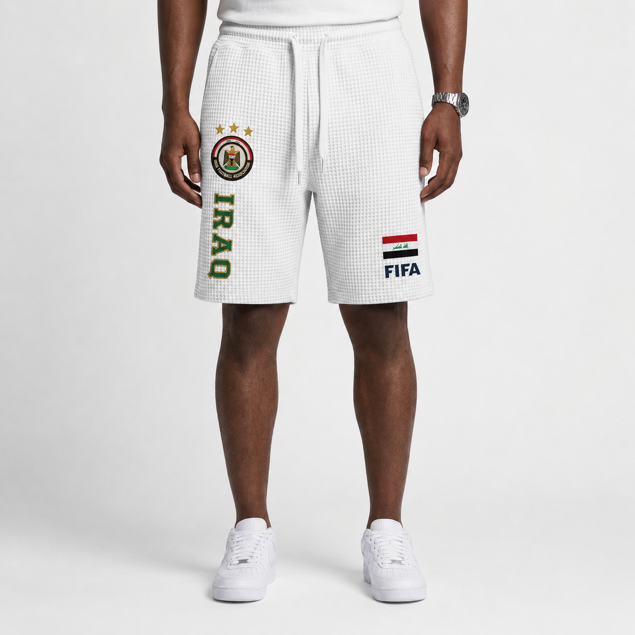FIFA 2026 Iraq Printed Waffle Football Fan Shorts