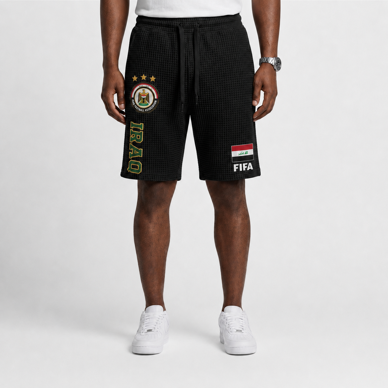FIFA 2026 Iraq Printed Waffle Football Fan Shorts