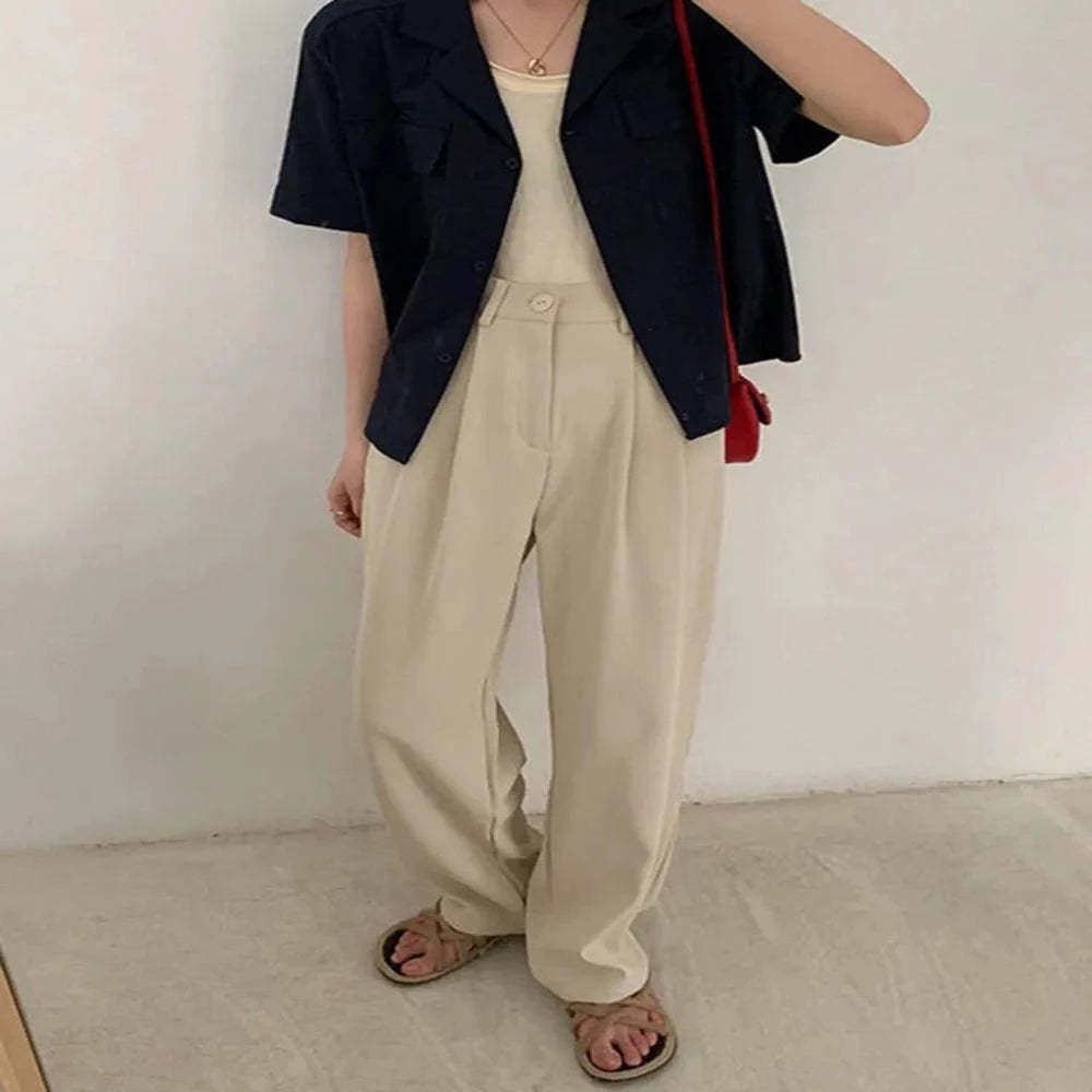 High Waist Casual Suit Pants For Women-Legletic