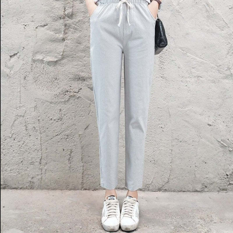 Summer Cotton Linen Wide Leg Harem Trousers-Legletic