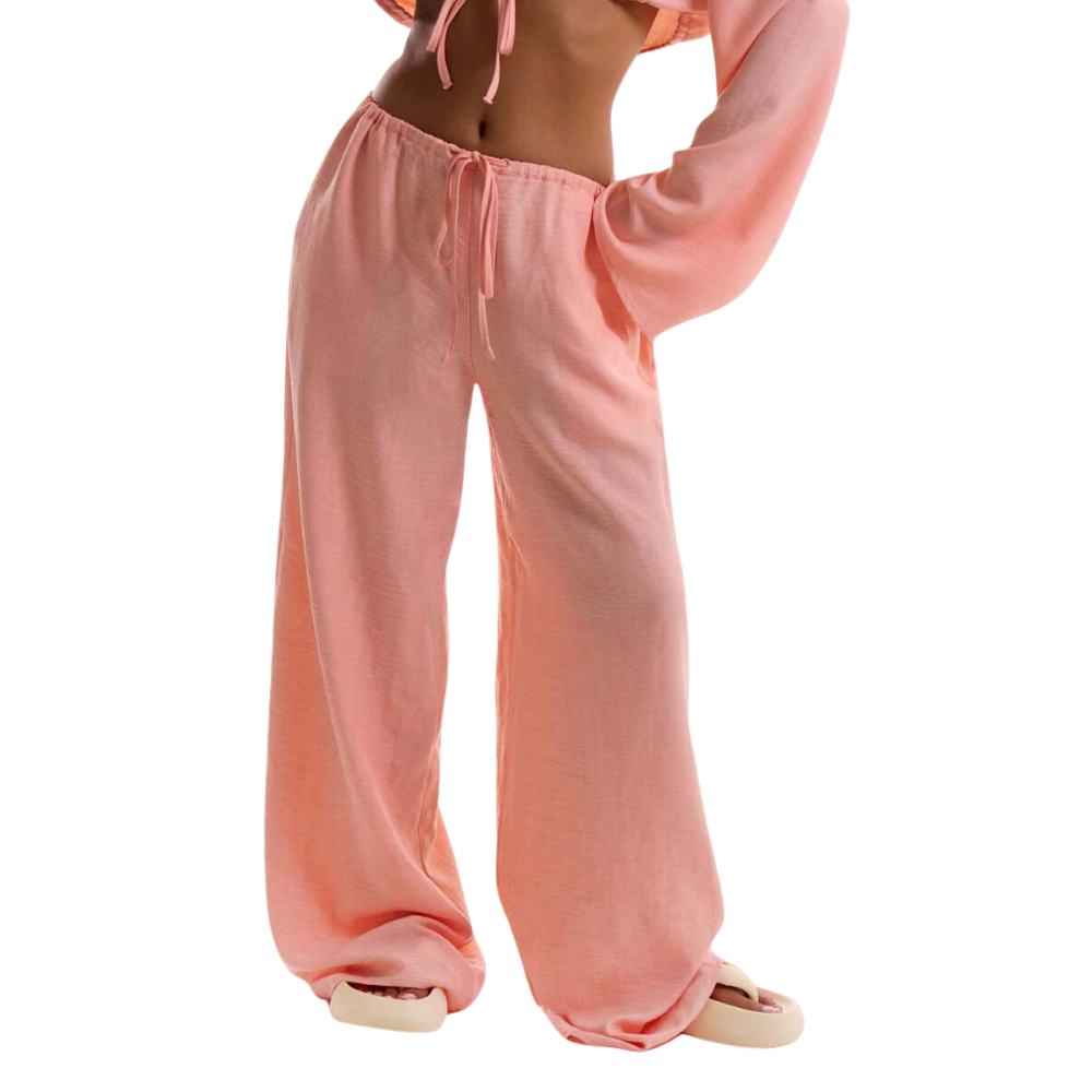 Casual Tie Front Drawstring Trousers For Women