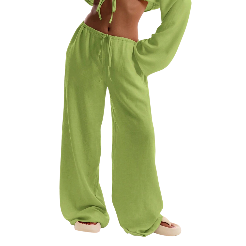 Casual Tie Front Drawstring Trousers For Women