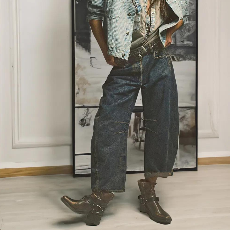 Mid Rise Barrel Jeans-Legletic
