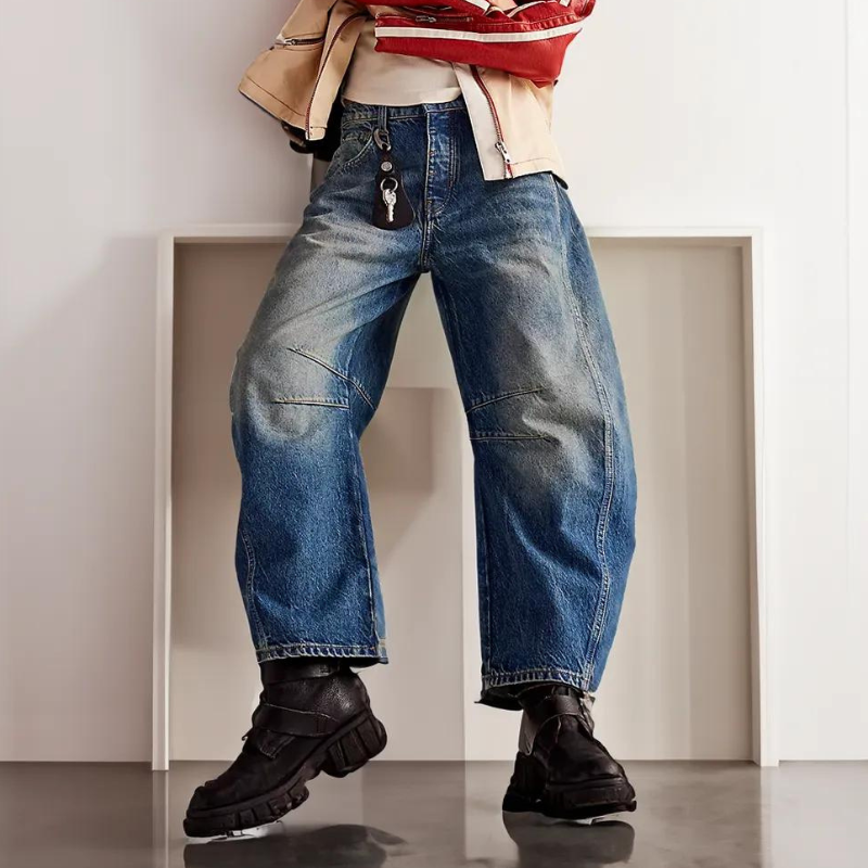 Mid Rise Barrel Jeans-Legletic