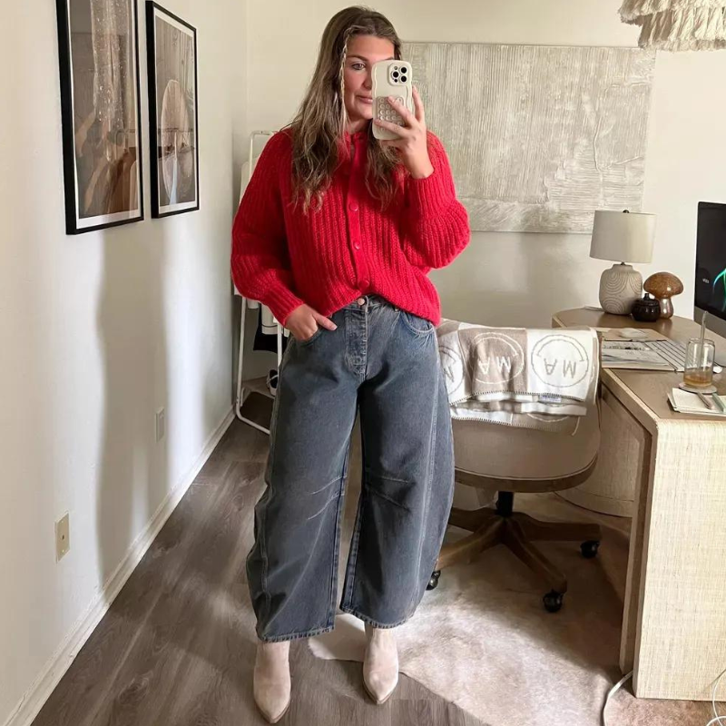 Mid Rise Barrel Jeans-Legletic