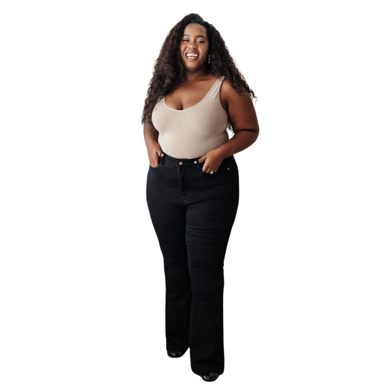 Mid Rise  Tummy Tuck Bootcut Jeans-Legletic