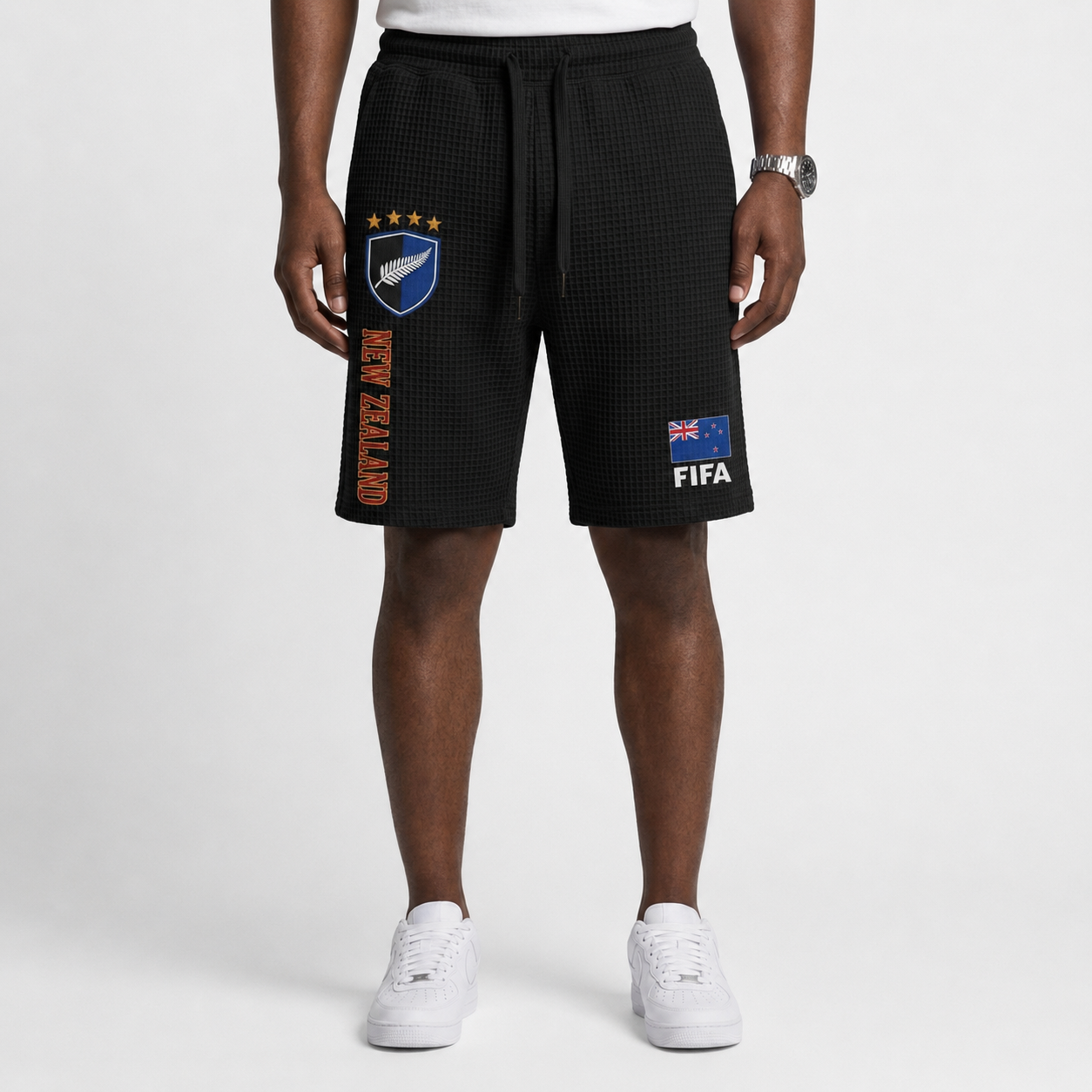FIFA 2026 Zealand Printed Waffle Football Fan Shorts
