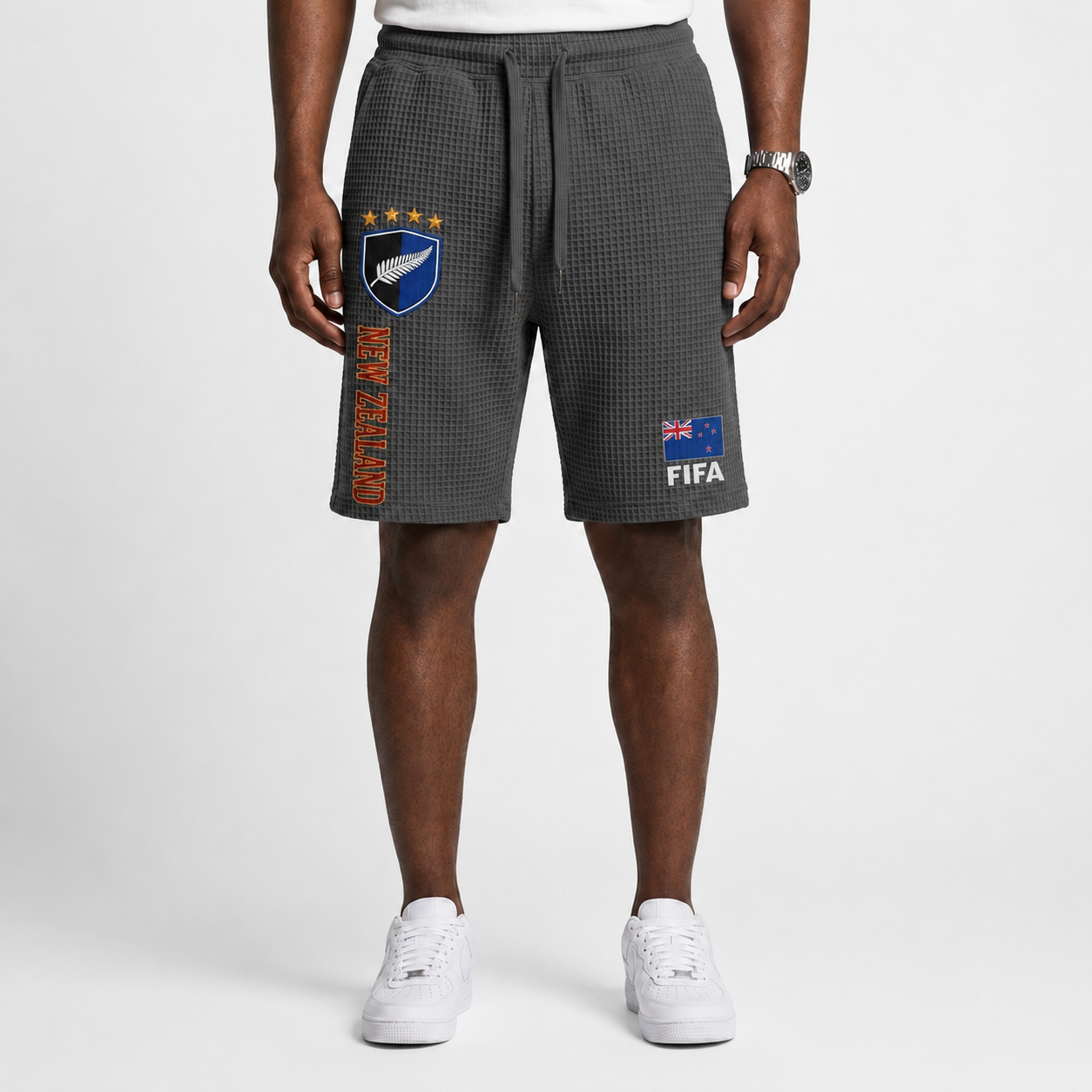 FIFA 2026 Zealand Printed Waffle Football Fan Shorts