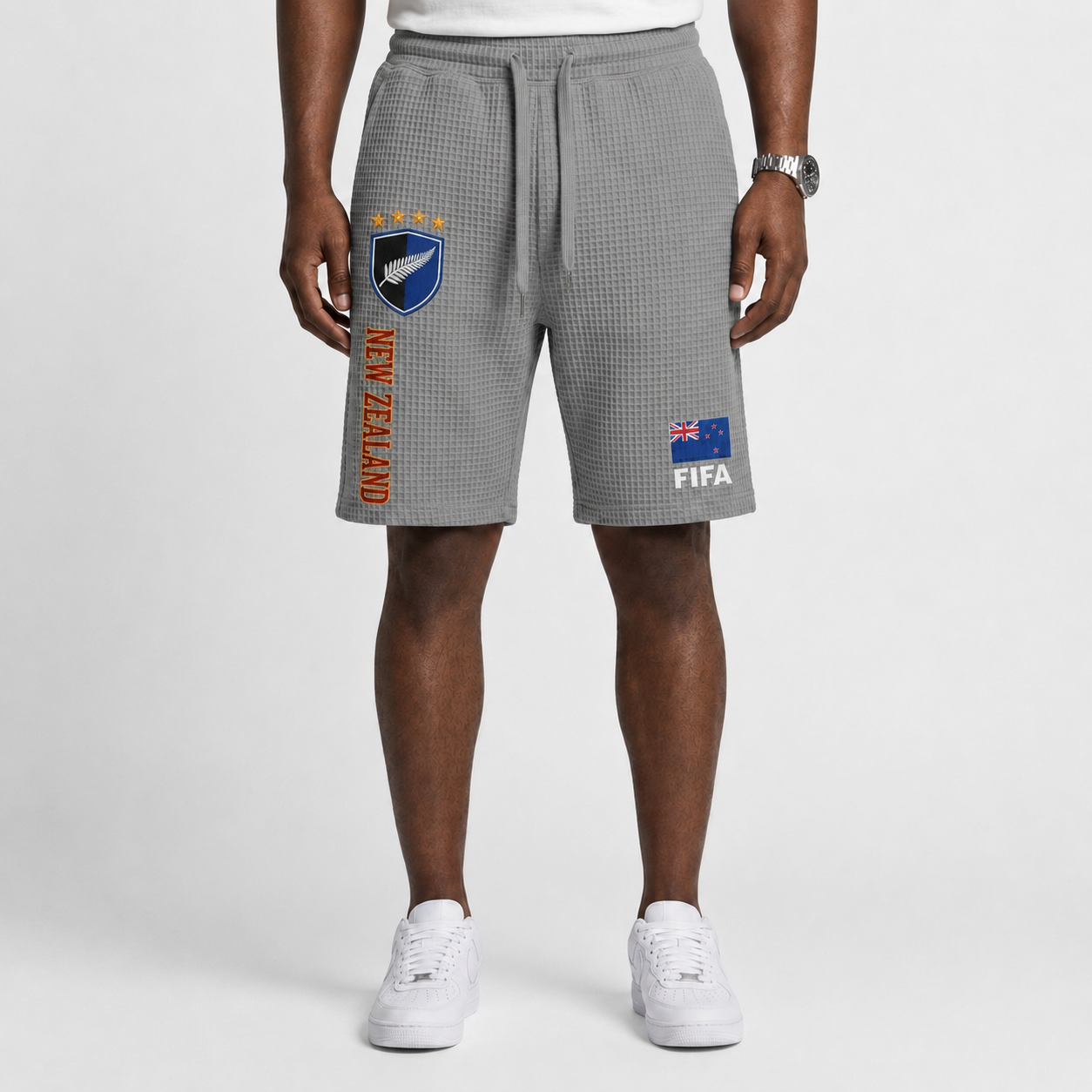 FIFA 2026 Zealand Printed Waffle Football Fan Shorts