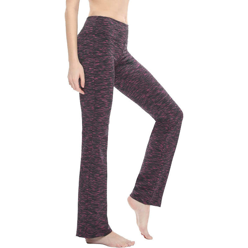 Women's Multicolor Pattern Bootcut Leg Yoga Pants High Waist Leggings-Legletic