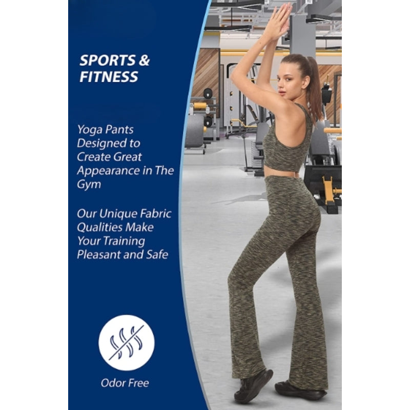 Women's Pattern Bootcut Leg Yoga Pants High Waist Leggings-Legletic